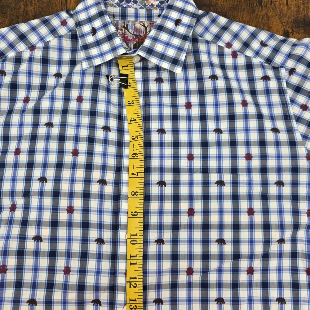 Robert Graham Long Sleeve Button Up Classic Fit Blue Plaid Bears Chairs‎ Mens M - Picture 7 of 8